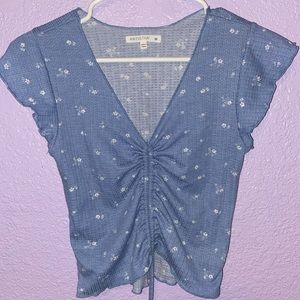 blue and white floral crop top